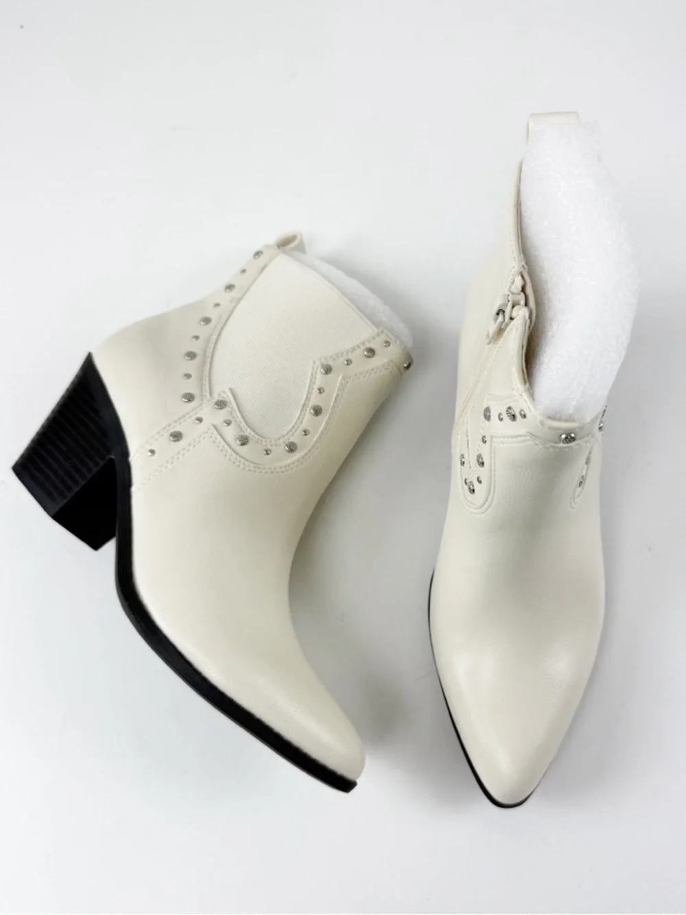 Sun + Stone Indiana Cowboy Booties Womens White 5M NEW